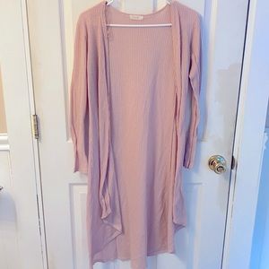 Light pink waffle weave duster cardigan